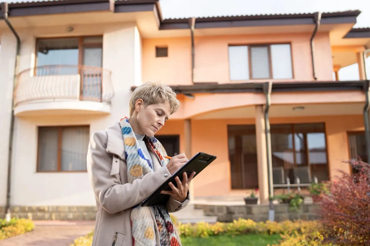 A professional documenting a property claim